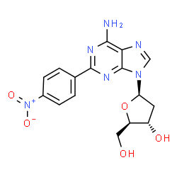 (2R,5R)-5-(6-aminopurin-9-yl)-2-(hydroxymethyl)-4-(4-nitrophenyl)oxola n-3-ol Structure