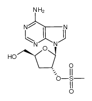 9-(2-O-mesyl-3-deoxy-β-D-erythro-pentofuranosyl)adenine结构式