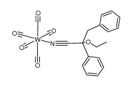 pentacarbonyl(2-ethoxy-2,3-diphenylpropanenitrile-N)tungsten(0) Structure