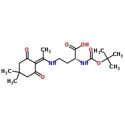 (2R)-4-[[1-(4,4-二甲基-2,6-二氧代环己基亚基)乙基]氨基]-2-[[叔丁氧羰基]氨基]丁酸结构式