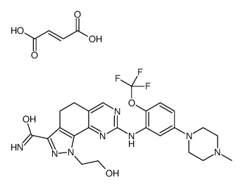 (E)-but-2-enedioic acid,1-(2-hydroxyethyl)-8-[5-(4-methylpiperazin-1-yl)-2-(trifluoromethoxy)anilino]-4,5-dihydropyrazolo[4,3-h]quinazoline-3-carboxamide Structure