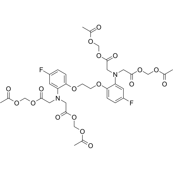 acetyloxymethyl 2-[N-[2-(acetyloxymethoxy)-2-oxoethyl]-2-[2-[2-[bis[2-(acetyloxymethoxy)-2-oxoethyl]amino]-4-fluorophenoxy]ethoxy]-5-fluoroanilino]acetate结构式