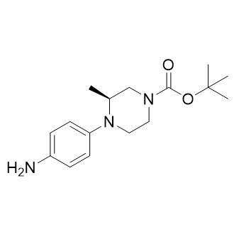 (S)-4-(4-氨基苯基)-3-甲基哌嗪-1-羧酸叔丁酯结构式