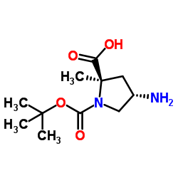 (2R,4S)-1-叔丁基 2-甲基 4-氨基吡咯烷-1,2-二甲酸酯结构式