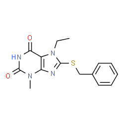 8-(benzylthio)-7-ethyl-3-methyl-3,7-dihydro-1H-purine-2,6-dione Structure