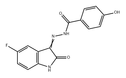 N'-(5-氟-2-氧代吲啉-3-亚基)-4-羟基苯并酰肼结构式