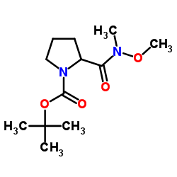 2-(甲氧基(甲基)氨基甲酰基)吡咯烷-1-羧酸叔丁酯结构式