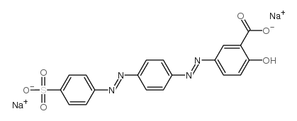 Benzoic acid,2-hydroxy-5-[2-[4-[2-(4-sulfophenyl)diazenyl]phenyl]diazenyl]-, sodium salt(1:2) Structure
