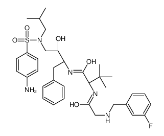(2S)-N-[(2S,3R)-4-[(4-aminophenyl)sulfonyl-(2-methylpropyl)amino]-3-hydroxy-1-phenylbutan-2-yl]-2-[[2-[(3-fluorophenyl)methylamino]acetyl]amino]-3,3-dimethylbutanamide Structure