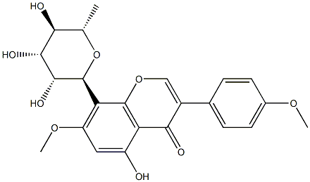 8-(6-Deoxy-α-L-mannopyranosyl)-5-hydroxy-7-methoxy-3-(4-methoxyphenyl)-4H-1-benzopyran-4-one结构式
