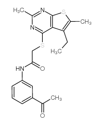 N-(3-乙酰基苯基)-2-[(5-乙基-2,6-二甲基噻吩并[2,3-d]嘧啶-4-基)硫代]乙酰胺结构式