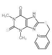 6H-Purin-6-one,1,2,3,9-tetrahydro-1,3-dimethyl-8-[(2-pyridinylmethyl)thio]-2-thioxo- Structure