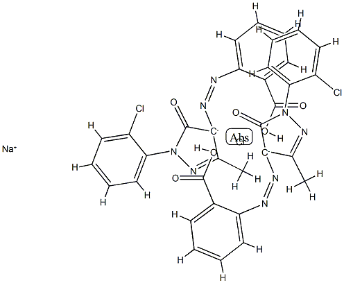 二[2-[[1-(2-氯苯基)-4,5-二氢-3-甲基-5-氧代-1H-吡唑-4-基]偶氮]苯甲酸根]-合铬酸钠结构式