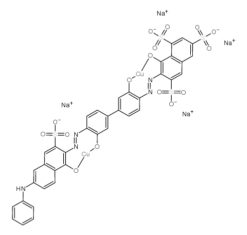 tetrasodium [mu-[7-[[4'-[[6-anilino-1-hydroxy-3-sulpho-2-naphthyl]azo]-3,3'-dihydroxy[1,1'-biphenyl]-4-yl]azo]-8-hydroxynaphthalene-1,3,6-trisulphonato(8-)]]dicuprate(4-) picture