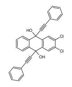 2,3-dichloro-9,10-bis(phenylethynyl)-9,10-dihydroanthracene-9,10-diol结构式