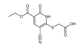 3-Pyridinecarboxylic acid, 6-[(carboxymethyl)thio]-5-cyano-1,2-dihydro-2-oxo-, 3-ethyl ester Structure