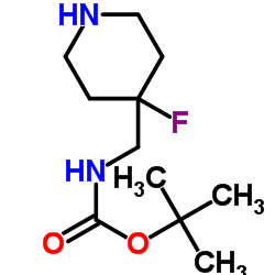 ((4-氟哌啶-4-基)甲基)氨基甲酸叔丁酯结构式