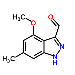 4-甲氧基-6-甲基-3-(1H)吲唑羧醛结构式
