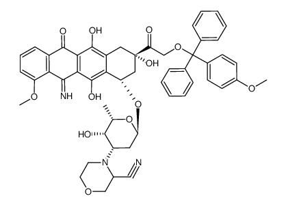 14-O-(p-anisyldiphenylmethyl)-3'-deamino-3'-(3-cyano-4-morpholinyl)-5-iminodoxorubicin结构式