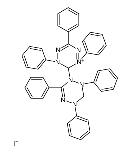 1,3,5-triphenyl-6-(2,4,6-triphenyl-1,2,3,4-tetrahydro-1,2,3,5-tetrazinyl)-5,6-dihydro-1,2,3,5-tetrazinium iodide结构式