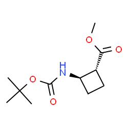 反2-{[[(叔丁氧基)羰基]氨基}环丁烷-1-羧酸甲酯结构式