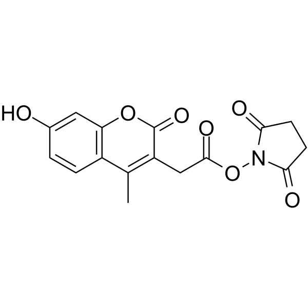 7-羟基-4-甲基香豆素-3-乙酸N-琥珀酰亚胺酯结构式