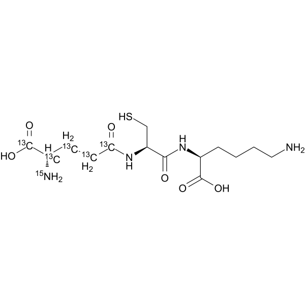 L-GAMMA-glutamyl-L-cysteinyl-L-lysine-13C5,15N结构式