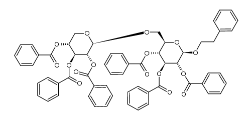 2-phenylethyl 2,3,4,2',3',4'-hexa-O-benzoyl-β-primeveroside结构式