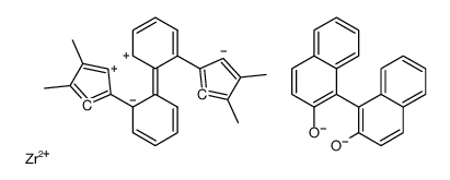 (R)-BIPHENYL-(3,4-DIMETHYL-1-CYCLOPENTADIENYL)-ZIRCONIUM(IV)-(R)-(1,1'-BINAPHTHYL-2) structure