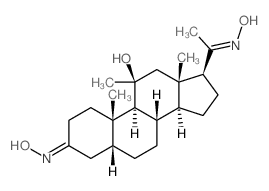Pregnane-3,20-dione,11-hydroxy-11-methyl-, dioxime, (5b,11b)- (9CI)结构式