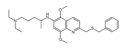 4-N-[2-(benzylsulfanylmethyl)-5,8-dimethoxyquinolin-6-yl]-1-N,1-N-diethylpentane-1,4-diamine Structure