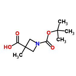 1-(叔丁氧基羰基)-3-甲基氮杂环丁烷-3-羧酸结构式