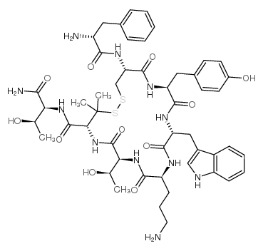 H-D-Phe-Cys-Tyr-D-Trp-Orn-Thr-Pen-Thr-NH2 trifluoroacetate salt (Disulfide bond) Structure