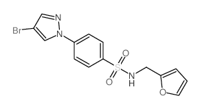 N-(呋喃-2-基甲基)4-(4-溴吡唑-1-基)苯磺酰胺结构式