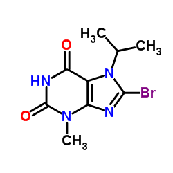 8-溴-3,7-二氢-3-甲基-7-(1-甲基乙基)-1H-嘌呤-2,6-二酮结构式