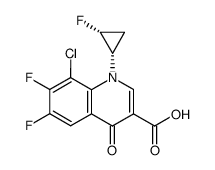 8-氯-6,7-二氟-1-[((1S,2R)-2-氟环丙基]-1,4-二氢-4-氧代-3-喹啉羧酸结构式