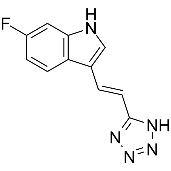 (E)-3-(2-(1H-四唑-5-基)乙烯基)-6-氟-1H-吲哚结构式