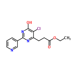 ethyl 3-[5-chloro-6-hydroxy-2-(3-pyridyl)pyrimidin-4-yl]propanoate结构式