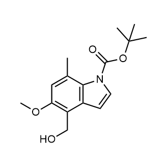 4-(羟甲基)-5-甲氧基-7-甲基-1H-吲哚-1-羧酸叔丁酯结构式