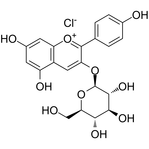 Pelargonidin-3-O-glucoside chloride structure