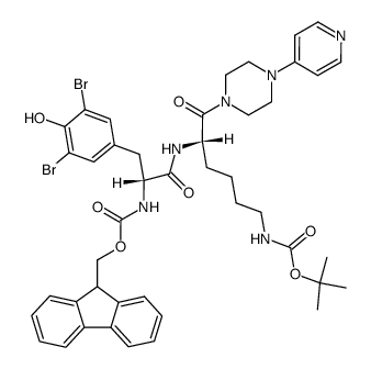 1-[N2-[3,5-dibromo-N-(9-fluorenylmethoxycarbonyl)-D-tyrosyl]-N6-(1,1-dimethylethoxycarbonyl)-L-lysyl]-4-(4-pyridinyl)piperazine结构式