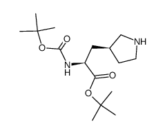 tert-butyl (S)-2-((tert-butoxycarbonyl)amino)-3-((S)-pyrrolidin-3-yl)propanoate结构式