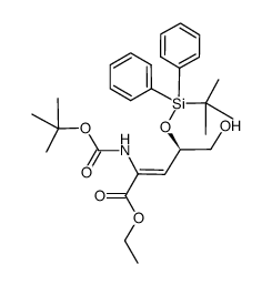 ethyl (R,Z)-2-((tert-butoxycarbonyl)amino)-4-((tert-butyldiphenylsilyl)oxy)-5-hydroxypent-2-enoate结构式