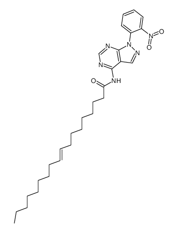 octadec-9-enoic acid 1-(2-nitro-phenyl)-1H-pyrazolo[3,4-d]pyrimidin-4-ylamide结构式