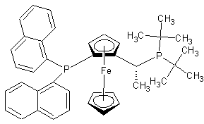 (R)-1-((Sp)-2-[二(1-萘基)膦]二茂铁基)乙基-二叔丁基膦图片