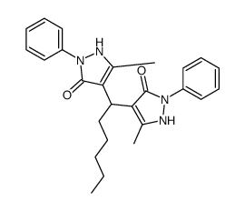 5-methyl-4-[1-(5-methyl-3-oxo-2-phenyl-1H-pyrazol-4-yl)hexyl]-2-phenyl-1H-pyrazol-3-one Structure