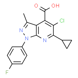 5-Chloro-6-cyclopropyl-1-(4-fluorophenyl)-3-methyl-1H-pyrazolo[3,4-b]pyridine-4-carboxylic acid Structure