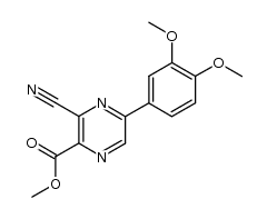 methyl 3-cyano-5-(3,4-dimethoxyphenyl)pyrazine-2-carboxylate结构式