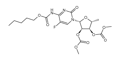2',3'-di-O-methoxycarbonyl-5'-deoxy-5-fluoro-N4-(pentyloxycarbonyl)-cytidine结构式