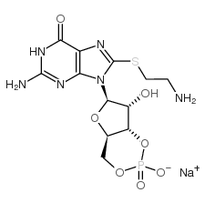 8-(2-aminoethylthio) guanosine-3',5'-cyclic monophosphate sodium salt structure
